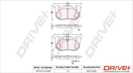 Dr!ve+ DP1010.10.0959 - Комплект спирачно феродо, дискови спирачки vvparts.bg