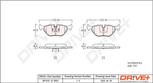 Dr!ve+ DP1010.10.0950 - Комплект спирачно феродо, дискови спирачки vvparts.bg