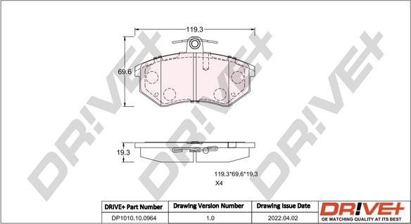 Dr!ve+ DP1010.10.0964 - Комплект спирачно феродо, дискови спирачки vvparts.bg