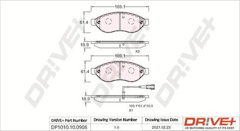 Dr!ve+ DP1010.10.0908 - Комплект спирачно феродо, дискови спирачки vvparts.bg