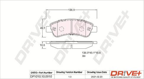 Dr!ve+ DP1010.10.0910 - Комплект спирачно феродо, дискови спирачки vvparts.bg