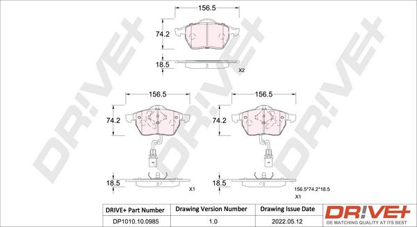 Dr!ve+ DP1010.10.0985 - Комплект спирачно феродо, дискови спирачки vvparts.bg