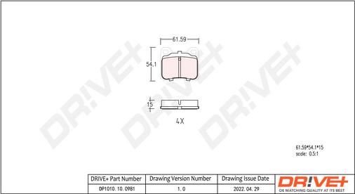 Dr!ve+ DP1010.10.0981 - Комплект спирачно феродо, дискови спирачки vvparts.bg