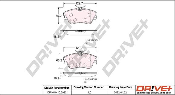 Dr!ve+ DP1010.10.0982 - Комплект спирачно феродо, дискови спирачки vvparts.bg