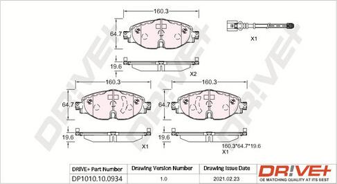 Dr!ve+ DP1010.10.0934 - Комплект спирачно феродо, дискови спирачки vvparts.bg