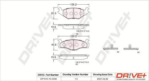 Dr!ve+ DP1010.10.0938 - Комплект спирачно феродо, дискови спирачки vvparts.bg