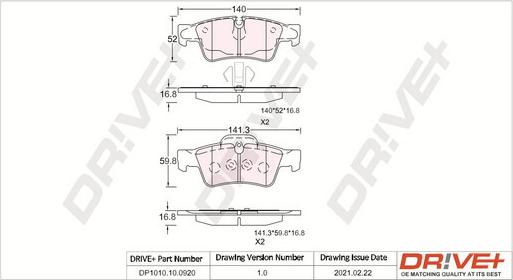 Dr!ve+ DP1010.10.0920 - Комплект спирачно феродо, дискови спирачки vvparts.bg