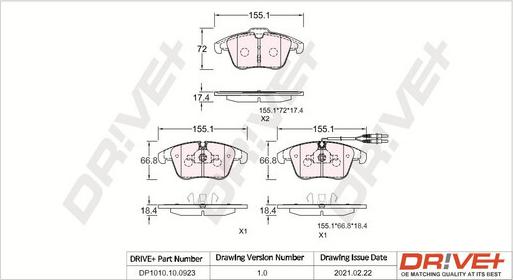 Dr!ve+ DP1010.10.0923 - Комплект спирачно феродо, дискови спирачки vvparts.bg
