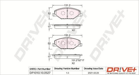 Dr!ve+ DP1010.10.0927 - Комплект спирачно феродо, дискови спирачки vvparts.bg