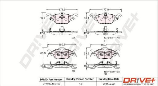 Dr!ve+ DP1010.10.0409 - Комплект спирачно феродо, дискови спирачки vvparts.bg