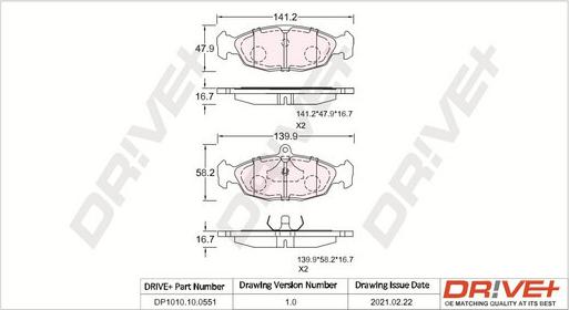 Dr!ve+ DP1010.10.0551 - Комплект спирачно феродо, дискови спирачки vvparts.bg