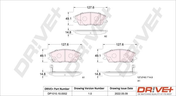 Dr!ve+ DP1010.10.0552 - Комплект спирачно феродо, дискови спирачки vvparts.bg