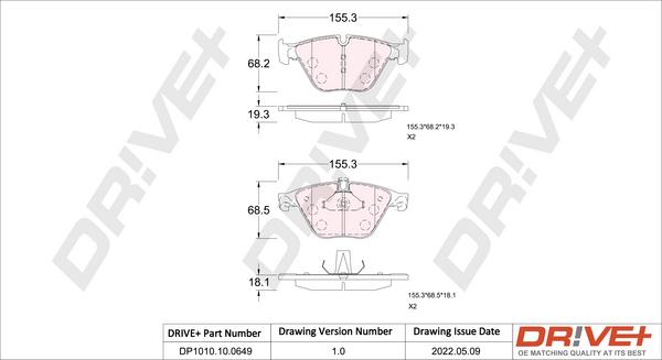 Dr!ve+ DP1010.10.0649 - Комплект спирачно феродо, дискови спирачки vvparts.bg
