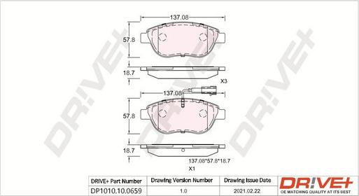 Dr!ve+ DP1010.10.0659 - Комплект спирачно феродо, дискови спирачки vvparts.bg