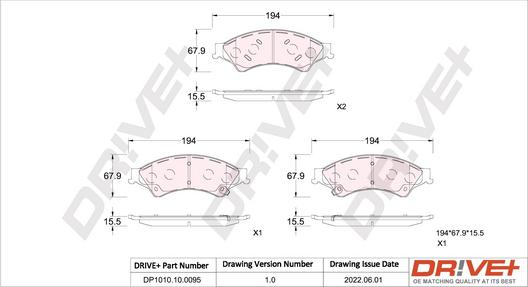 Dr!ve+ DP1010.10.0095 - Комплект спирачно феродо, дискови спирачки vvparts.bg