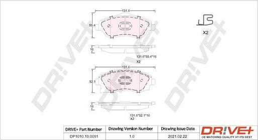 Dr!ve+ DP1010.10.0091 - Комплект спирачно феродо, дискови спирачки vvparts.bg
