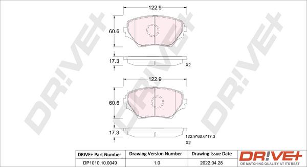 Dr!ve+ DP1010.10.0049 - Комплект спирачно феродо, дискови спирачки vvparts.bg