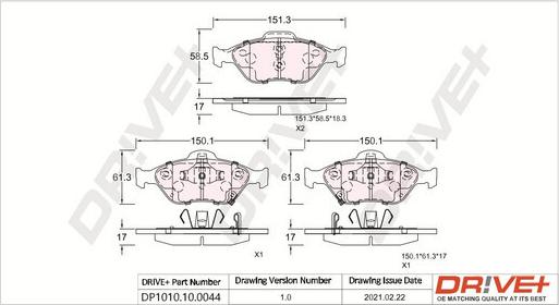 Dr!ve+ DP1010.10.0044 - Комплект спирачно феродо, дискови спирачки vvparts.bg