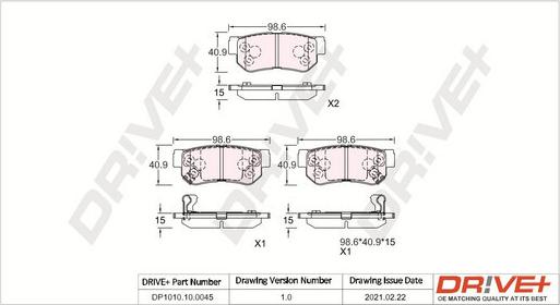 Dr!ve+ DP1010.10.0045 - Комплект спирачно феродо, дискови спирачки vvparts.bg