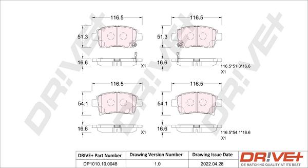 Dr!ve+ DP1010.10.0048 - Комплект спирачно феродо, дискови спирачки vvparts.bg
