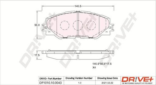 Dr!ve+ DP1010.10.0043 - Комплект спирачно феродо, дискови спирачки vvparts.bg