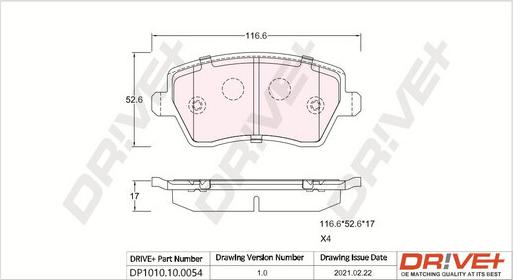 Dr!ve+ DP1010.10.0054 - Комплект спирачно феродо, дискови спирачки vvparts.bg