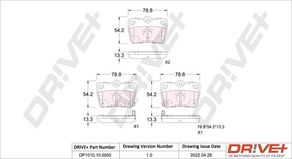 Dr!ve+ DP1010.10.0050 - Комплект спирачно феродо, дискови спирачки vvparts.bg