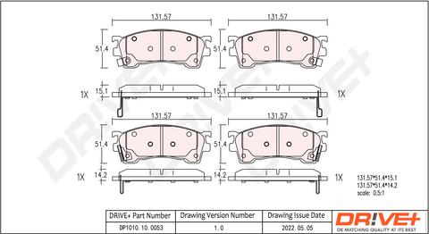 Dr!ve+ DP1010.10.0053 - Комплект спирачно феродо, дискови спирачки vvparts.bg