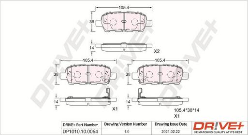 Dr!ve+ DP1010.10.0064 - Комплект спирачно феродо, дискови спирачки vvparts.bg