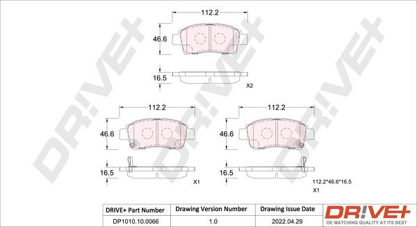 Dr!ve+ DP1010.10.0066 - Комплект спирачно феродо, дискови спирачки vvparts.bg