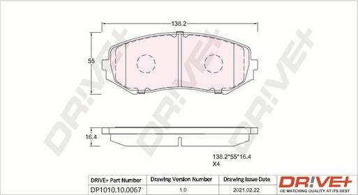 Dr!ve+ DP1010.10.0067 - Комплект спирачно феродо, дискови спирачки vvparts.bg