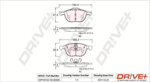 Dr!ve+ DP1010.10.0006 - Комплект спирачно феродо, дискови спирачки vvparts.bg