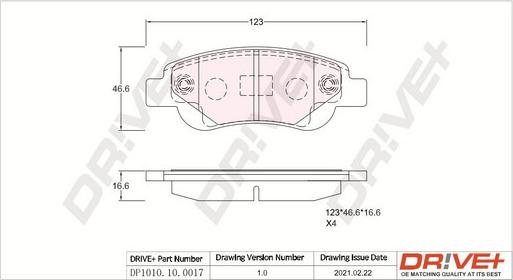 Dr!ve+ DP1010.10.0017 - Комплект спирачно феродо, дискови спирачки vvparts.bg