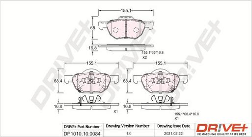 Dr!ve+ DP1010.10.0084 - Комплект спирачно феродо, дискови спирачки vvparts.bg