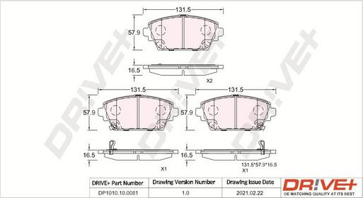 Dr!ve+ DP1010.10.0081 - Комплект спирачно феродо, дискови спирачки vvparts.bg