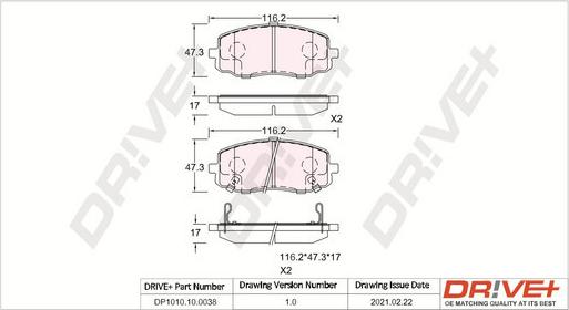 Dr!ve+ DP1010.10.0038 - Комплект спирачно феродо, дискови спирачки vvparts.bg