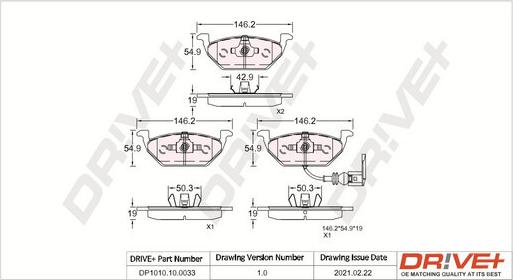 Dr!ve+ DP1010.10.0033 - Комплект спирачно феродо, дискови спирачки vvparts.bg