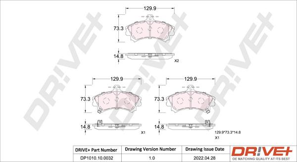 Dr!ve+ DP1010.10.0032 - Комплект спирачно феродо, дискови спирачки vvparts.bg
