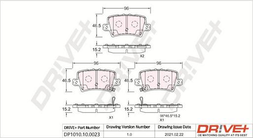 Dr!ve+ DP1010.10.0023 - Комплект спирачно феродо, дискови спирачки vvparts.bg