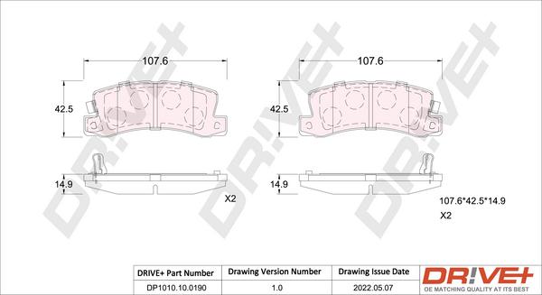 Dr!ve+ DP1010.10.0190 - Комплект спирачно феродо, дискови спирачки vvparts.bg