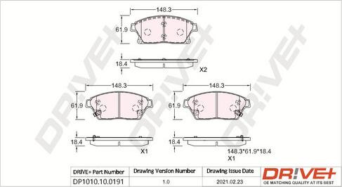 Dr!ve+ DP1010.10.0191 - Комплект спирачно феродо, дискови спирачки vvparts.bg