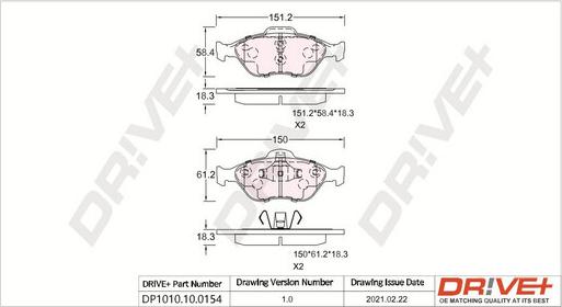 Dr!ve+ DP1010.10.0154 - Комплект спирачно феродо, дискови спирачки vvparts.bg