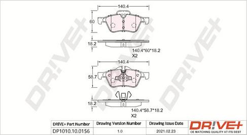 Dr!ve+ DP1010.10.0156 - Комплект спирачно феродо, дискови спирачки vvparts.bg