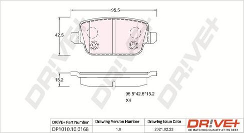 Dr!ve+ DP1010.10.0168 - Комплект спирачно феродо, дискови спирачки vvparts.bg