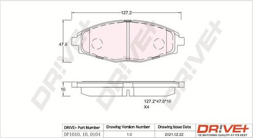 Dr!ve+ DP1010.10.0104 - Комплект спирачно феродо, дискови спирачки vvparts.bg