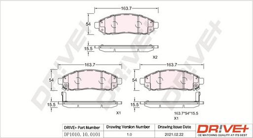 Dr!ve+ DP1010.10.0101 - Комплект спирачно феродо, дискови спирачки vvparts.bg