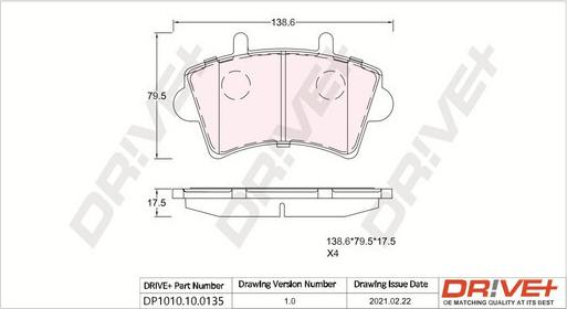 Dr!ve+ DP1010.10.0135 - Комплект спирачно феродо, дискови спирачки vvparts.bg