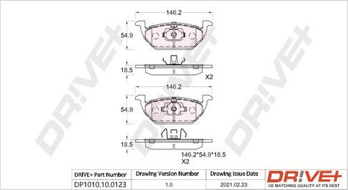 Dr!ve+ DP1010.10.0123 - Комплект спирачно феродо, дискови спирачки vvparts.bg