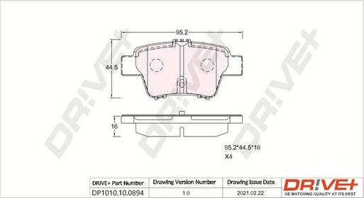 Dr!ve+ DP1010.10.0894 - Комплект спирачно феродо, дискови спирачки vvparts.bg