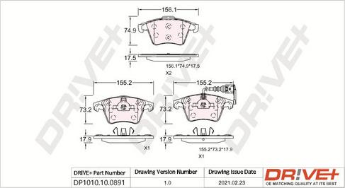 Dr!ve+ DP1010.10.0891 - Комплект спирачно феродо, дискови спирачки vvparts.bg
